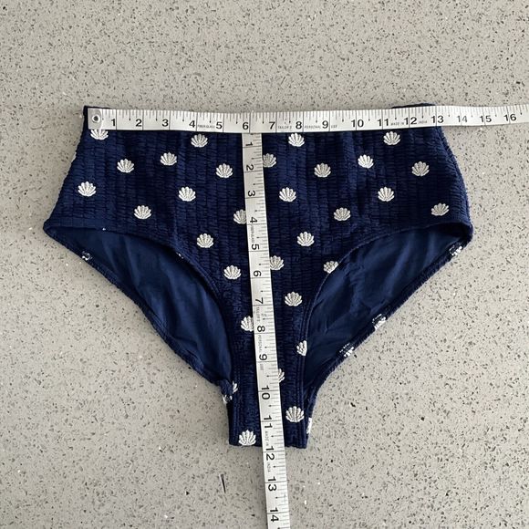 & Other Stories Bikini Size 6 Blue Shell Print High Waisted Swim Bottom - Picture 6 of 12